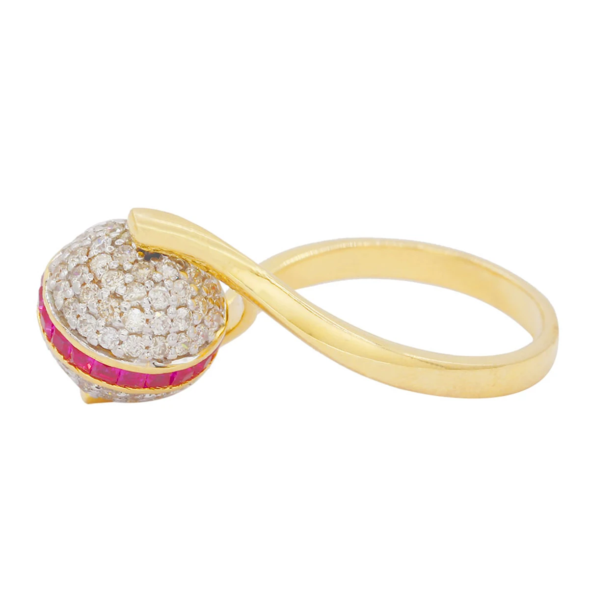 
Diamond Ring May 2021 Beautiful 14kt Gold Floral Shape Party Wedding Diamond with Ruby Ring for Women at Wholesale Price 