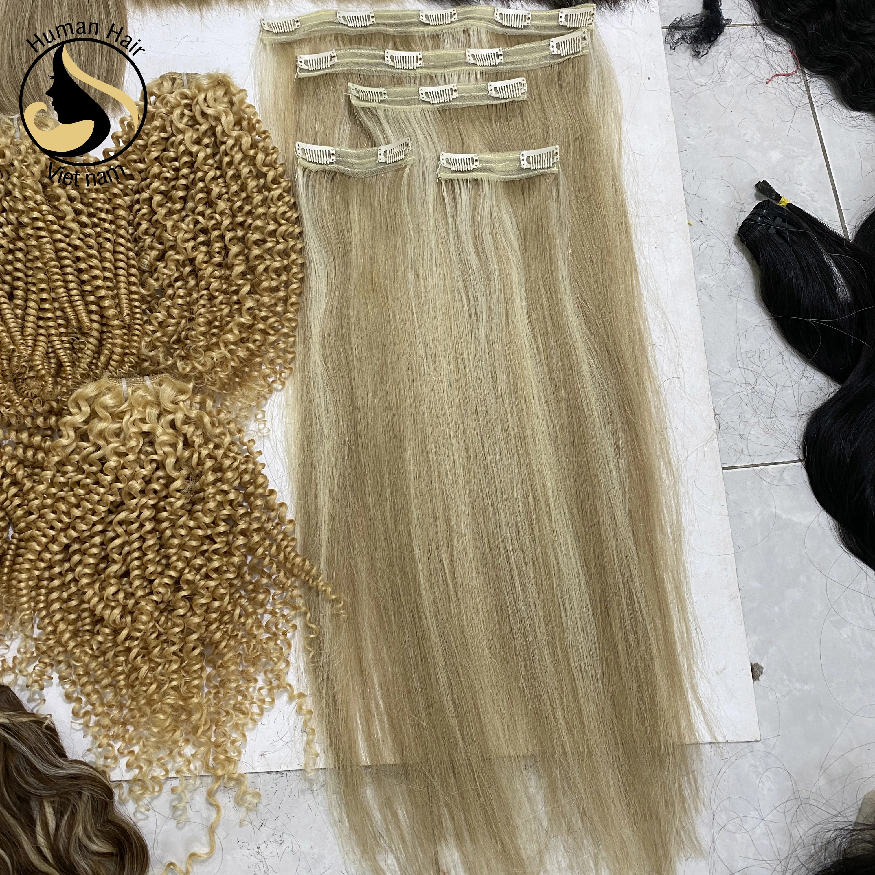 Double Drawn 100% Human Hair Vietnamese Kinky Curly Bundles Wave European/Russian 613 Blonde Hair