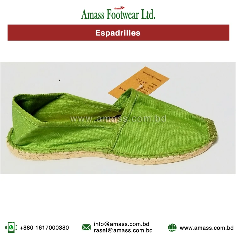 Manufacturing Exceptional Quality 100% Cotton Canvas Material Hand Made Espadrilles Flats for Wholesale Purchasers