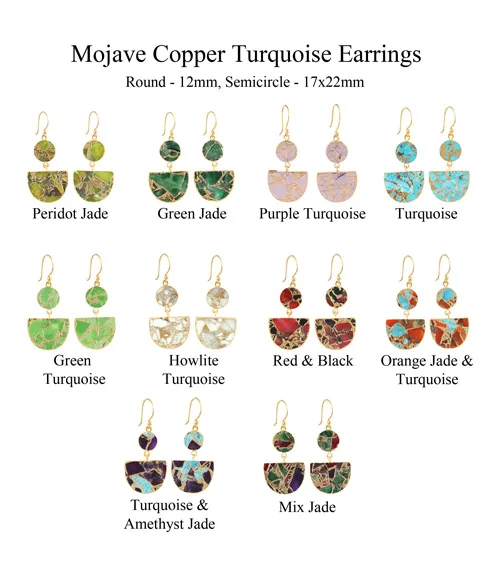 Elegant fashion red & black mojave copper turquoise hook dangle earrings  24k gold plated handmade drop dangle earrings jewelry