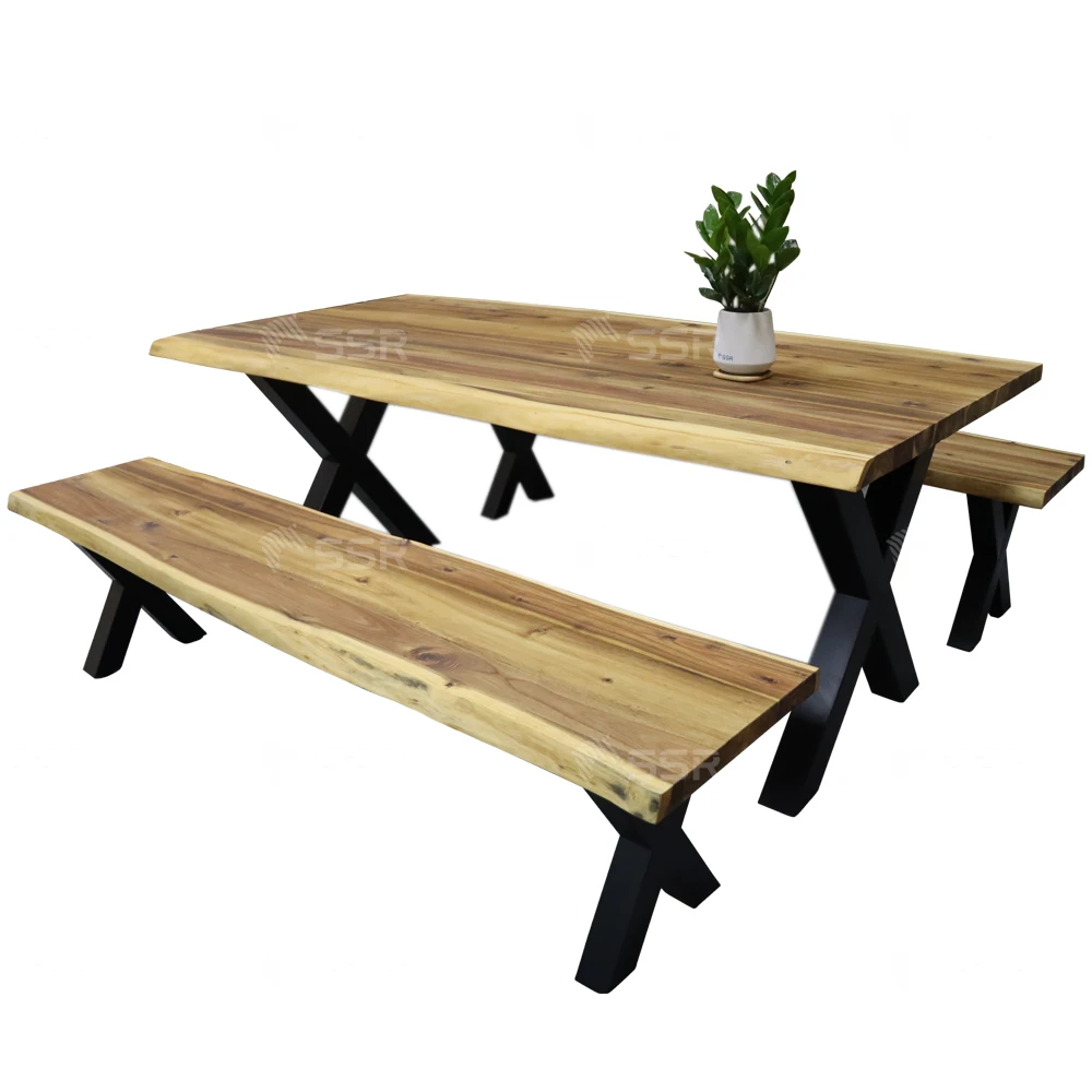 Made In Viet Nam Acacia Edge Glued With Live-edge Solid Wood Slab