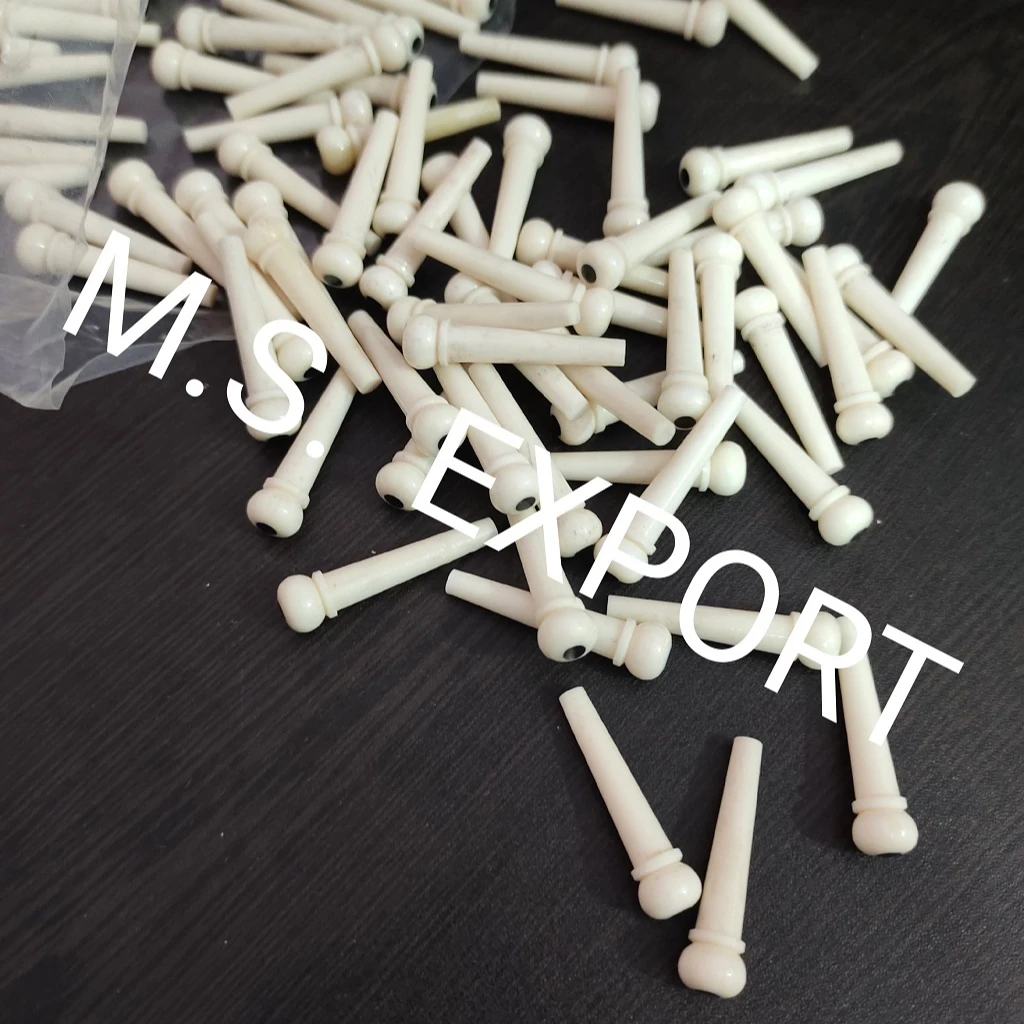 Bone Abalone Bridge Pins Guitar Bridge Pins Wholesale Price 100% Pure with Black Dot 5 Degree Tapper MS Export Custom Size India