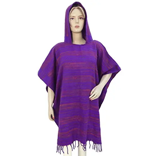 Ponchos With Hood Wool Blend Women Plus Size Top Boho Clothing Winter Wea Clothing Hood & Pocket Bohemian Boho Handmade Yak Wool