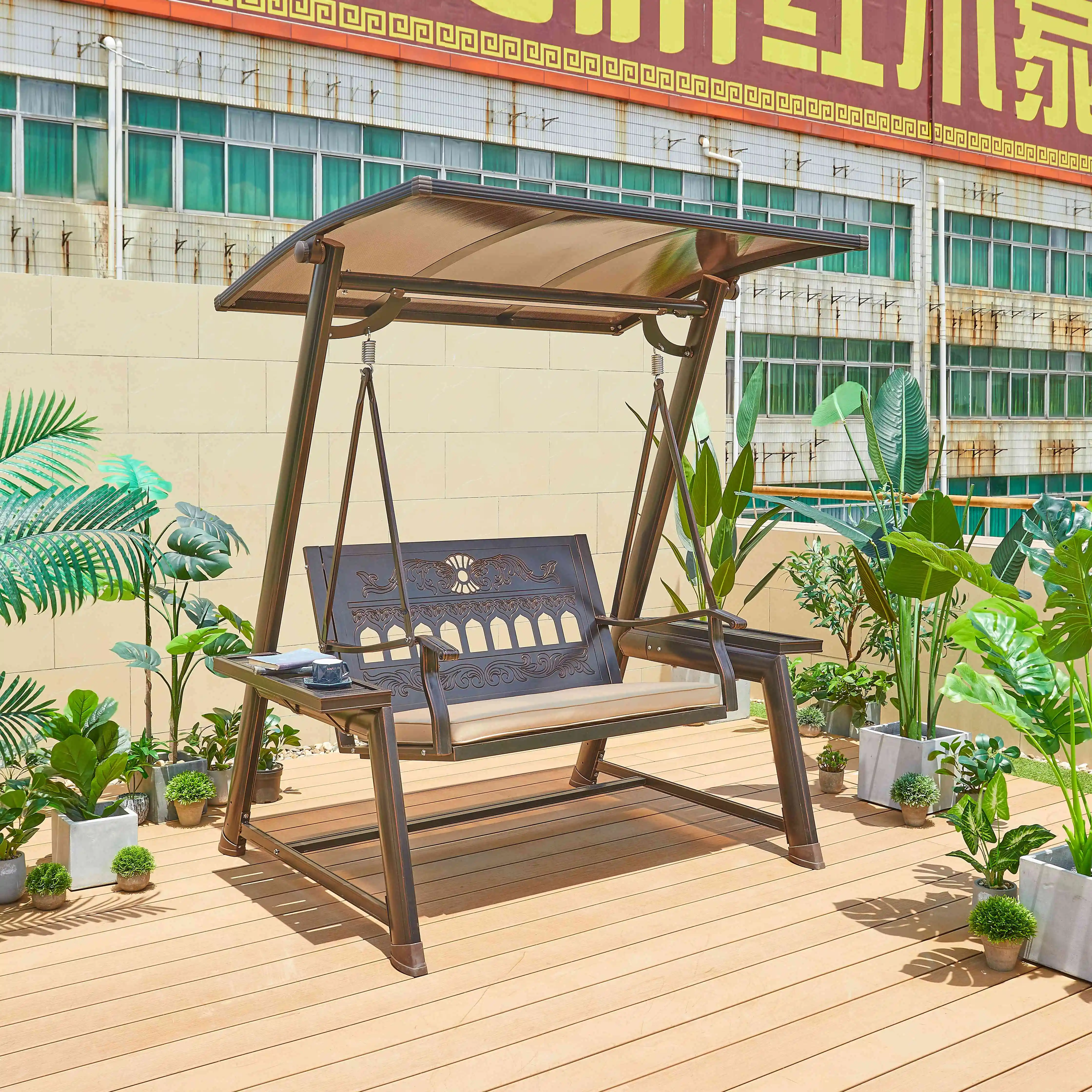 Уличная мебель оптовая продажа алюминиевые качели для сада отдыха балкона металлические 2 сидений Панама патио взрослых