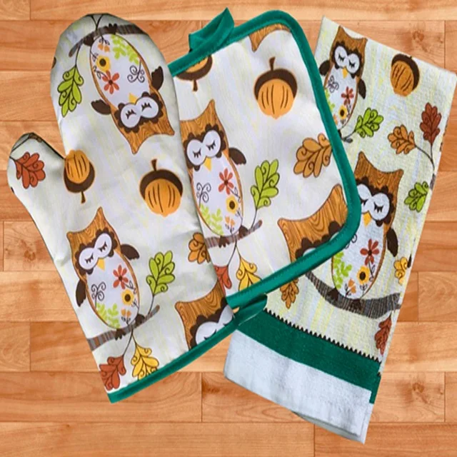 Wholesale Custom Printed Pot Holder Double 100% Cotton Oven Mitts For Home Hotels Restaurents Baking With Pockets Customized