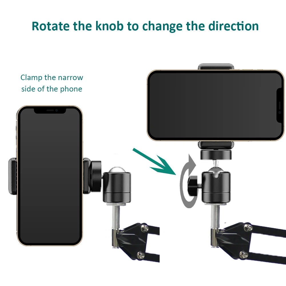 
Melei Webcam adjustable height gooseneck stand cell phone holder for Cell phones, sport camera and devices with 1/4