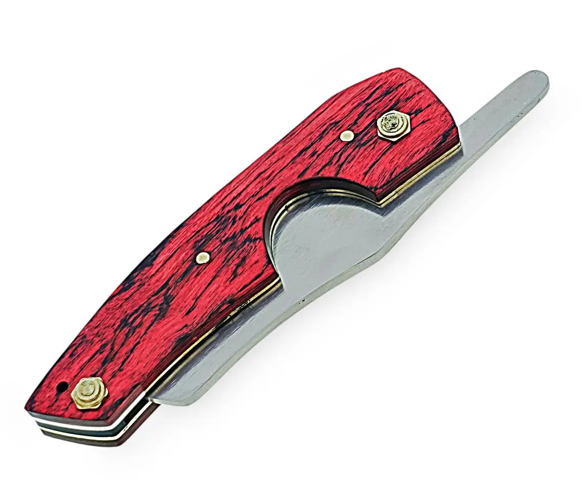 Custom hand Made D2 Steel Folding  cigar cutter 3 in 1 folding knife  cigar cutter shaving razor- Gifts for men razor sharp
