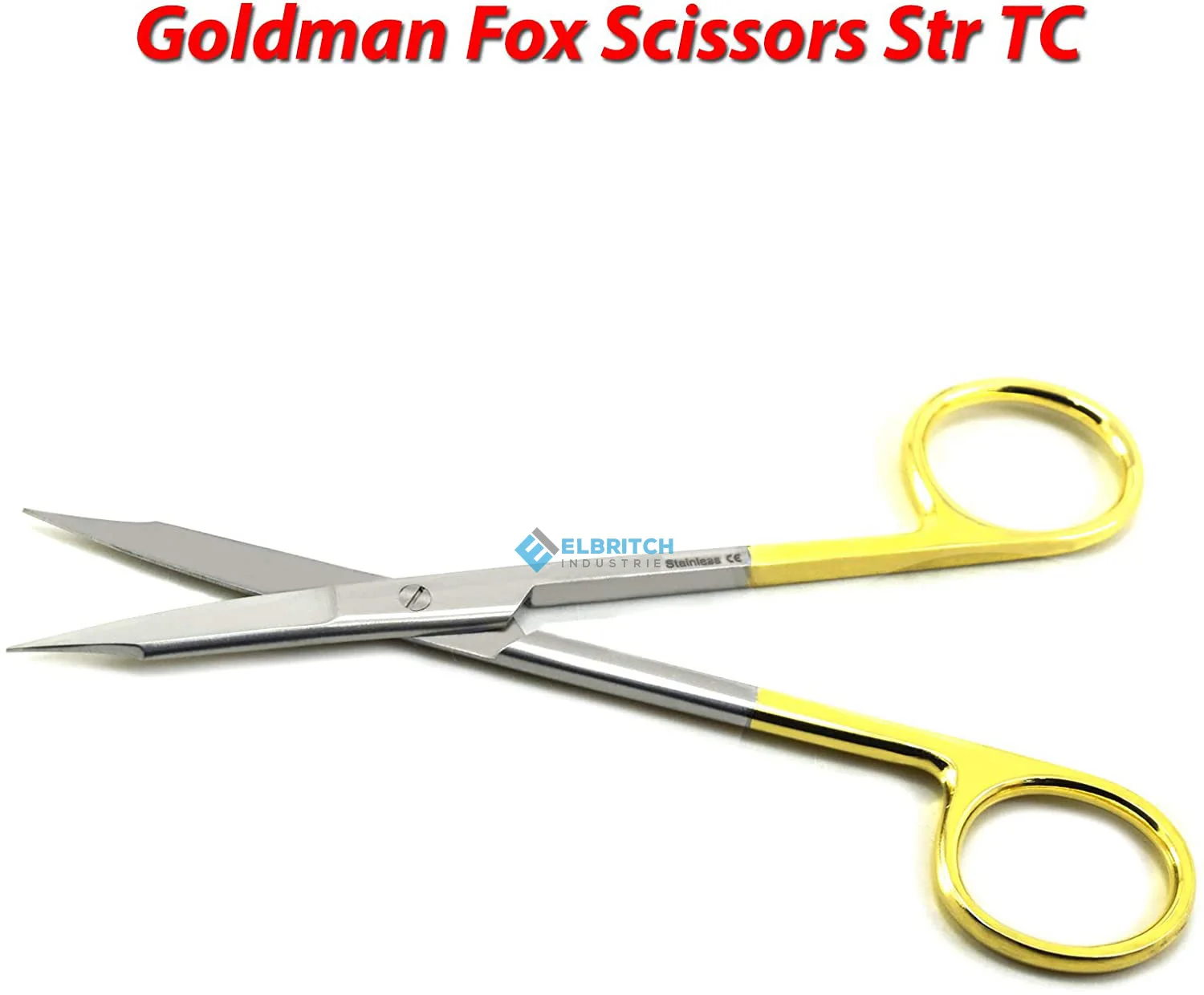 Strong Goldman Fox Scissors Straight TC Super-Cut Sharp Blade 13cm With Golden Handle
