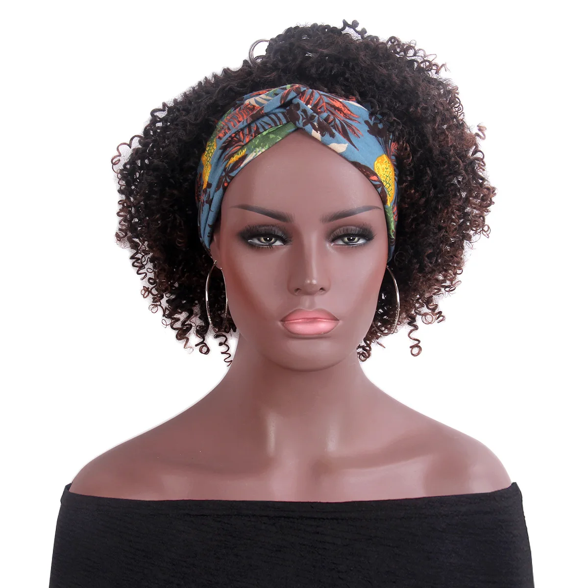Headband Wig  Afro Kinky Curly Brazilian Remy Full Machine Made Headband Wig For Black Women