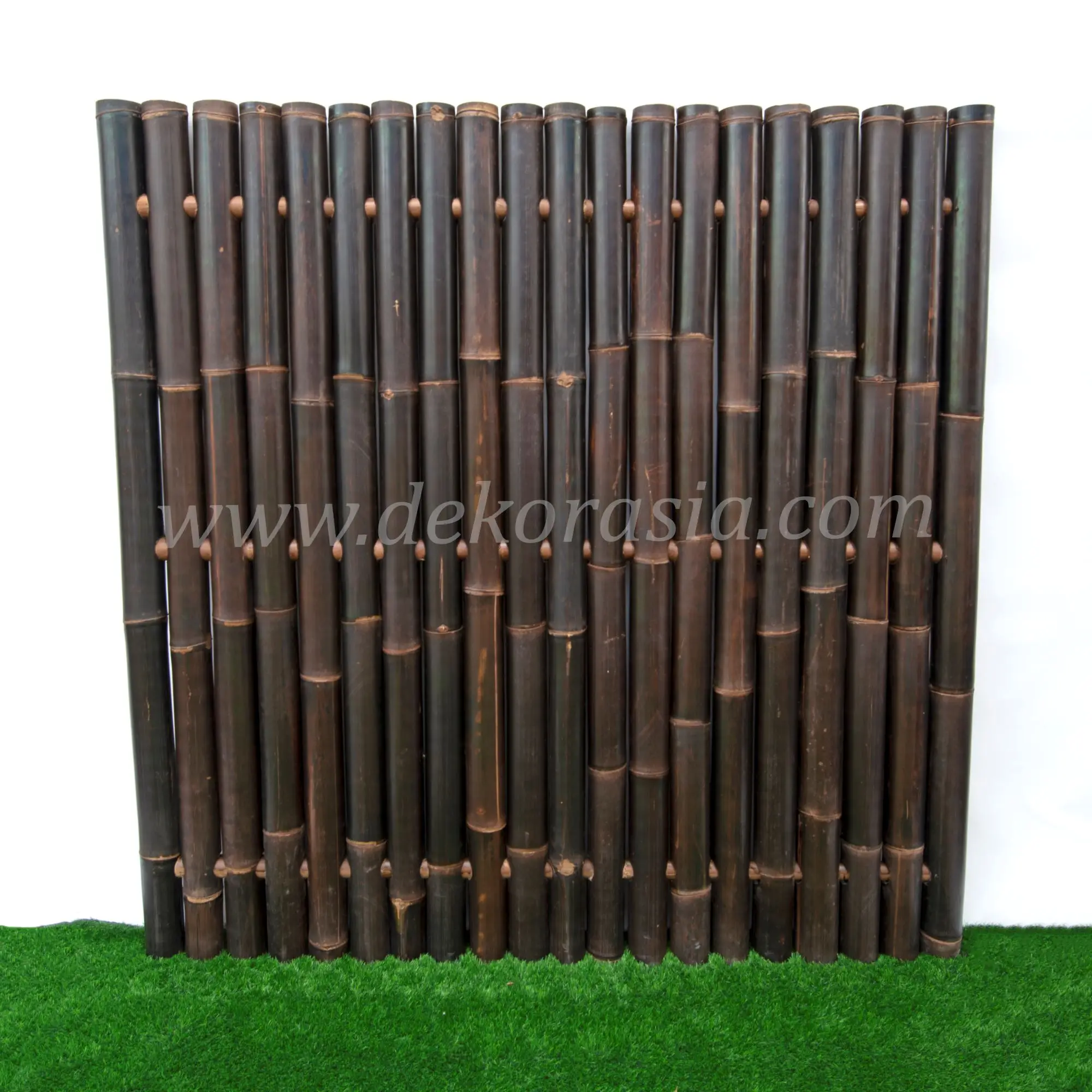 Ограждение из бамбука с маленькими бамбуковыми палочками и шнурком черного кокосового волокна (доступный цвет натуральный черный)