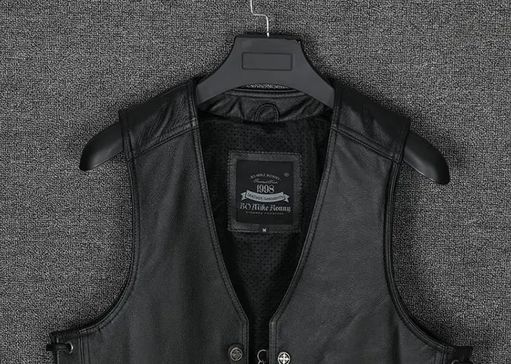 Новый мужской мотоцикл кожаный жилет для девочек из натуральной яловой Outback байкер