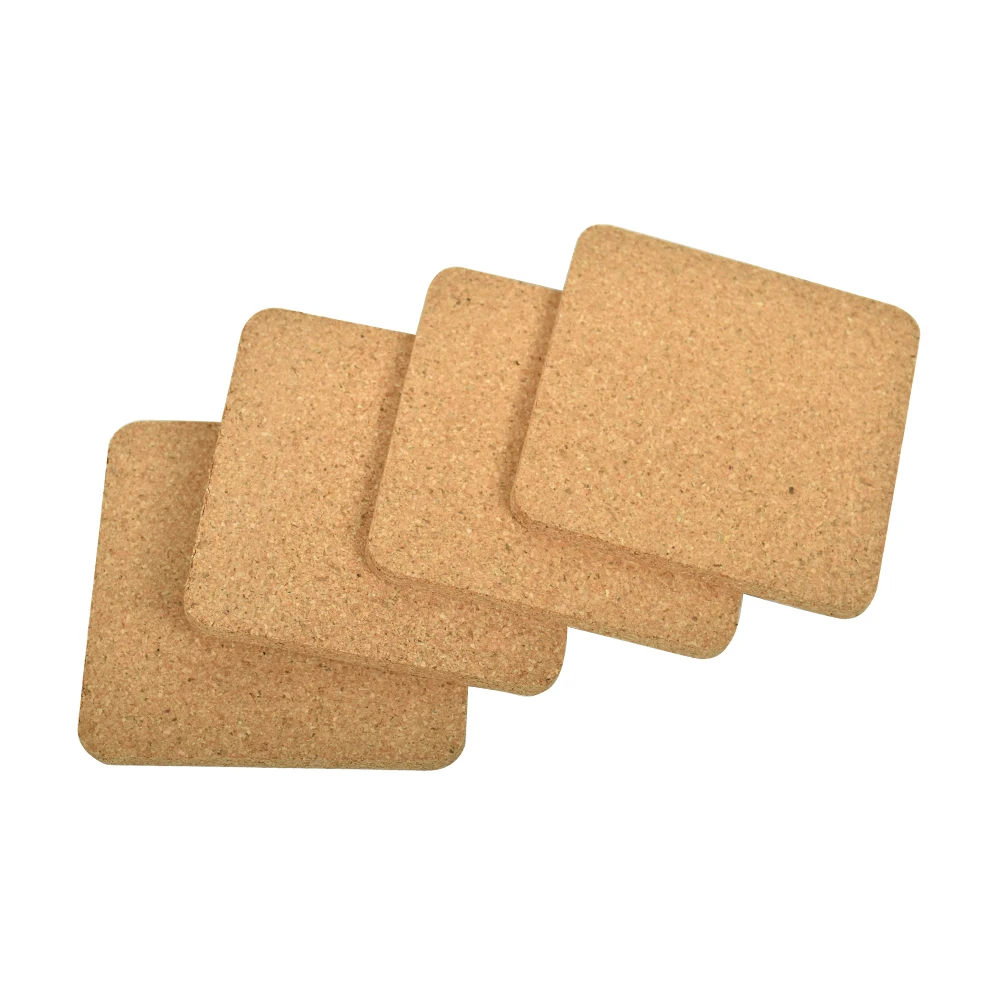 Wholesale Nature Color Blank Customized Square Drink Cork Placemats And Cork Coaster