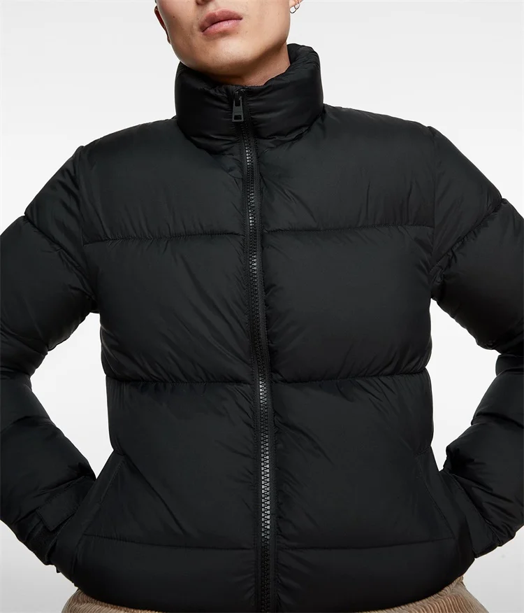 Мужская Черная полиэфирная уличная куртка-пуховик для зимы Пользовательский логотип и этикетка с принтом лучшее качество на заказ