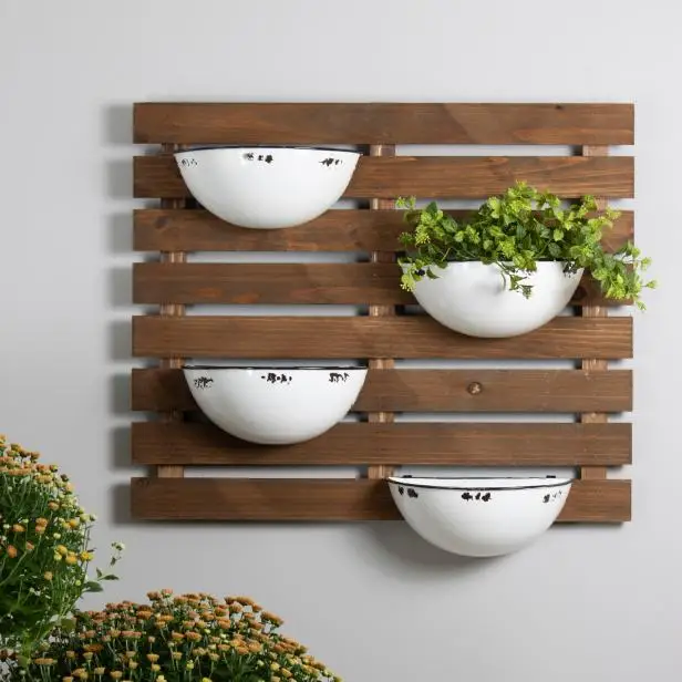 Unique Modern Wall Mounted Plant Pots in Black Metal and Silver Pot hanging  zinc iron Planters Bucket Plants