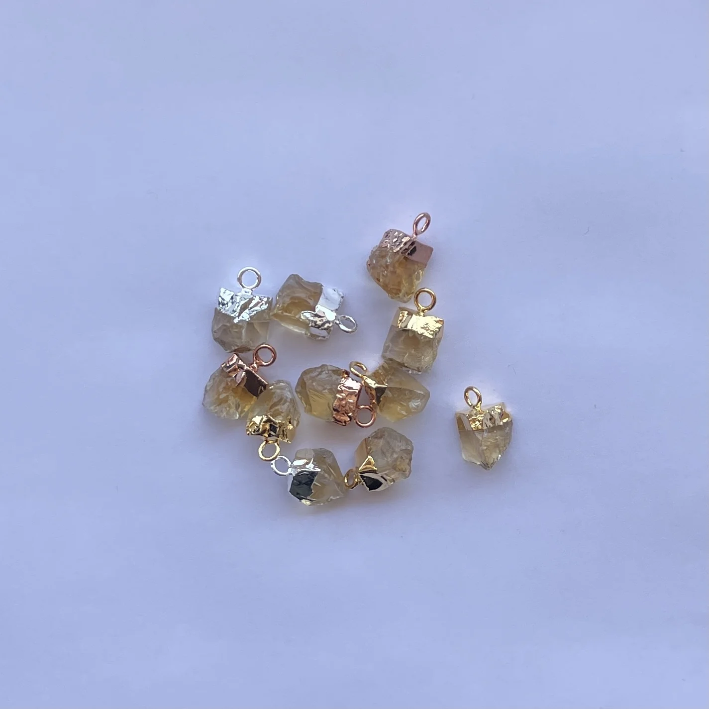 Natural Citrine Raw Connector Pendant in 925 Sterling Silver with Gold Electroplating Jewelry from Manufacturer Online Alibaba