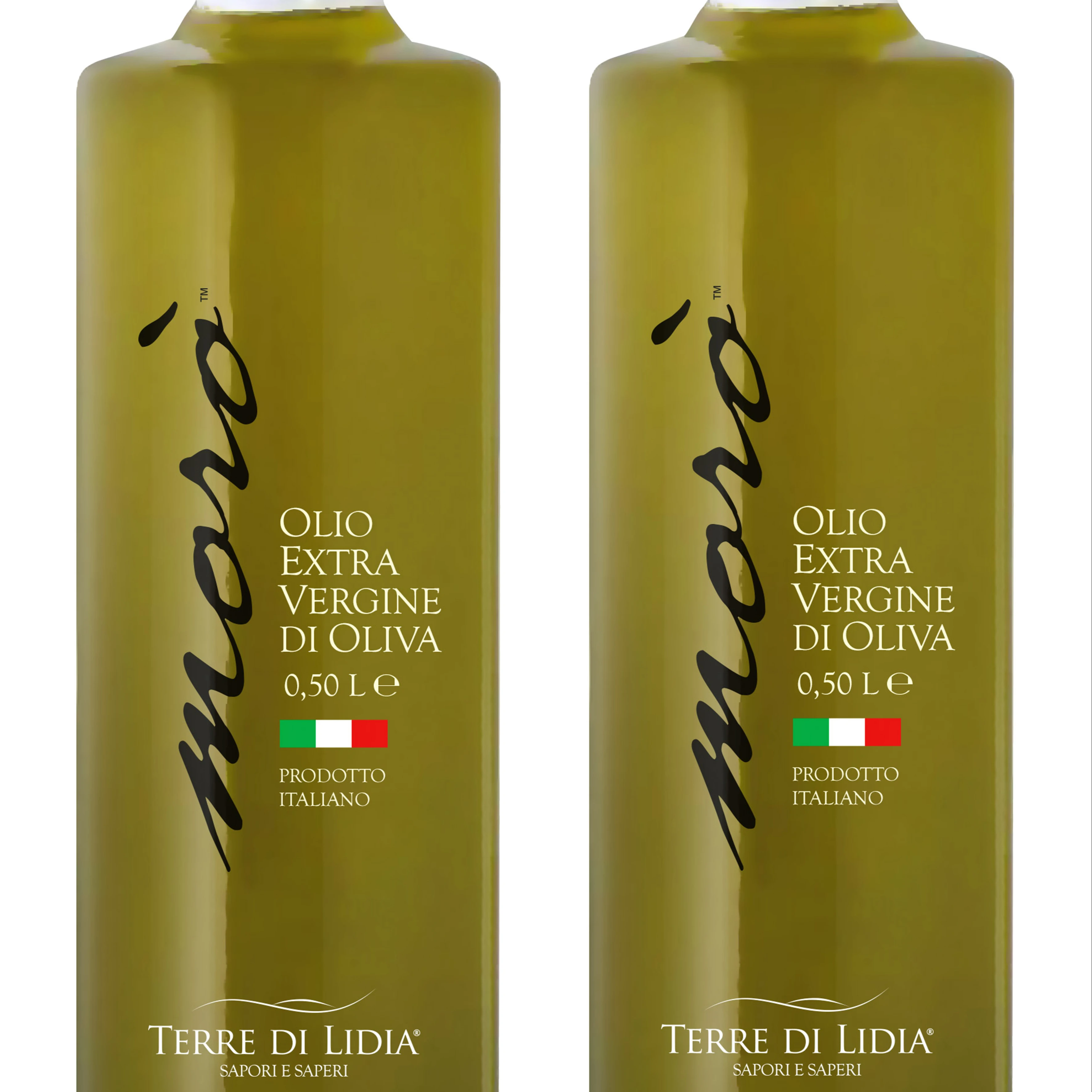 New Harvest Italian Extra Virgin Olive Oil Moro Terre di Lidia Cultivar Ogliarola Bottle for pasta 2 Units Glasses 0.5L