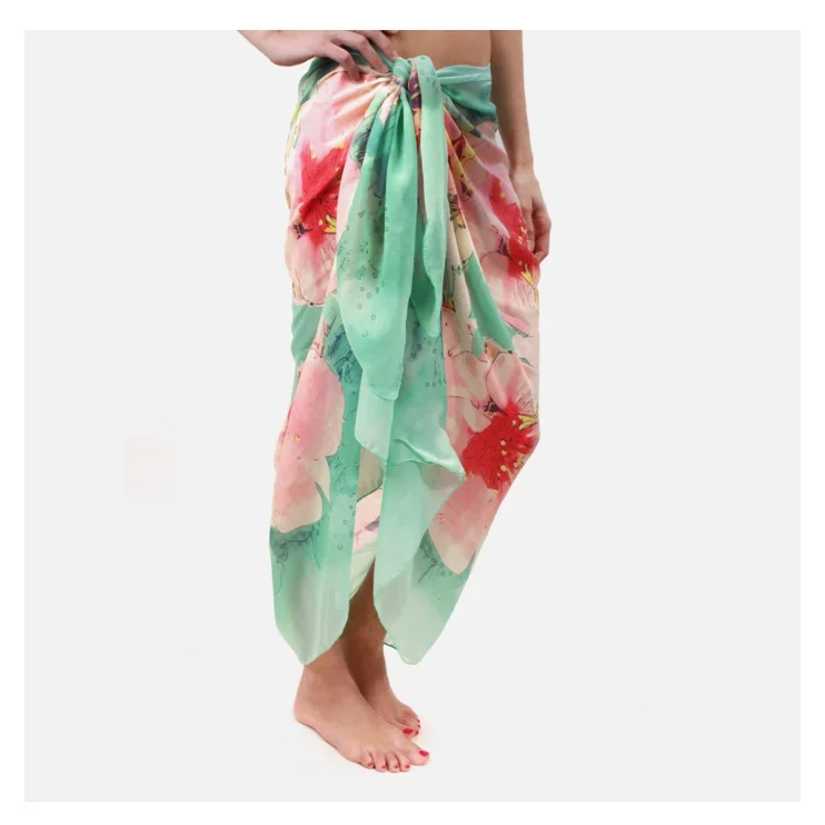 100% Polyester Made Popular Pareo Beach Wear Printed Pareo
