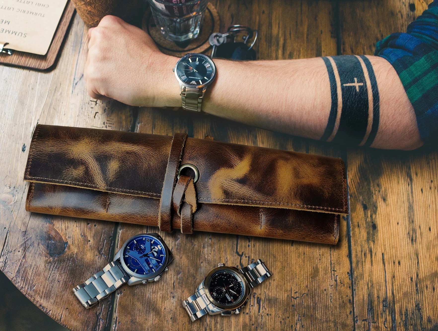 Индивидуальный кожаный чехол для часов с зернистой поверхностью на заказ 4 слота демонстрационный кейс органайзер хранения портативный винтажный держатель семейный