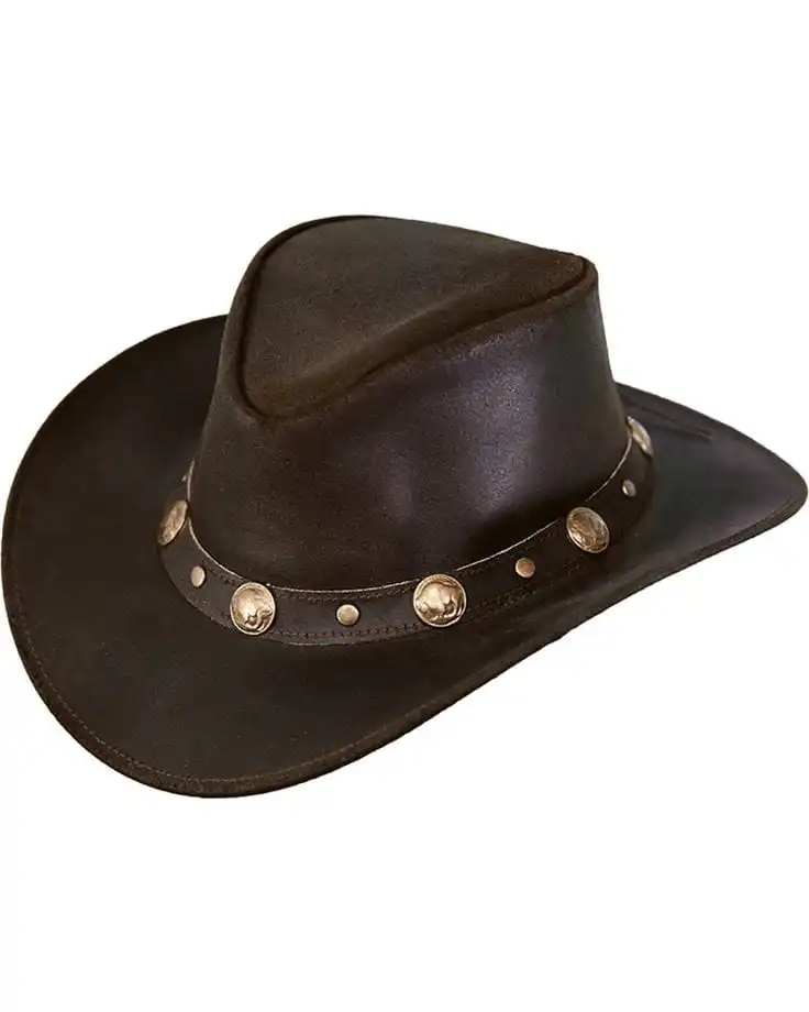 Wholesale price Handmade leather Cowboy Hat Wide Brim Western Style out door sun shading Hat for Men & Women