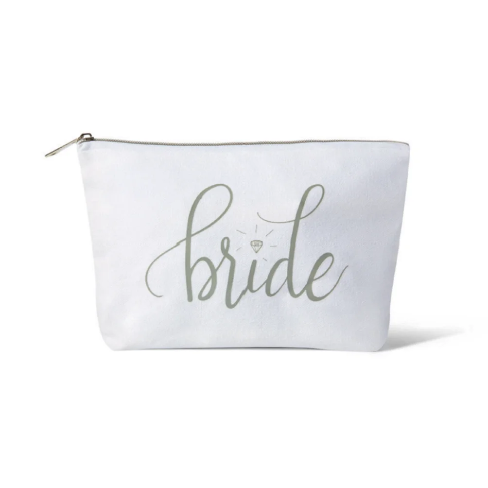 Популярная белая или Серебряная косметичка невесты из холста