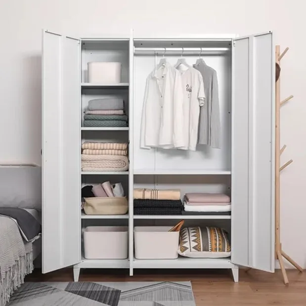 high quality 3 door steel wardrobe design metal clothes cabinet