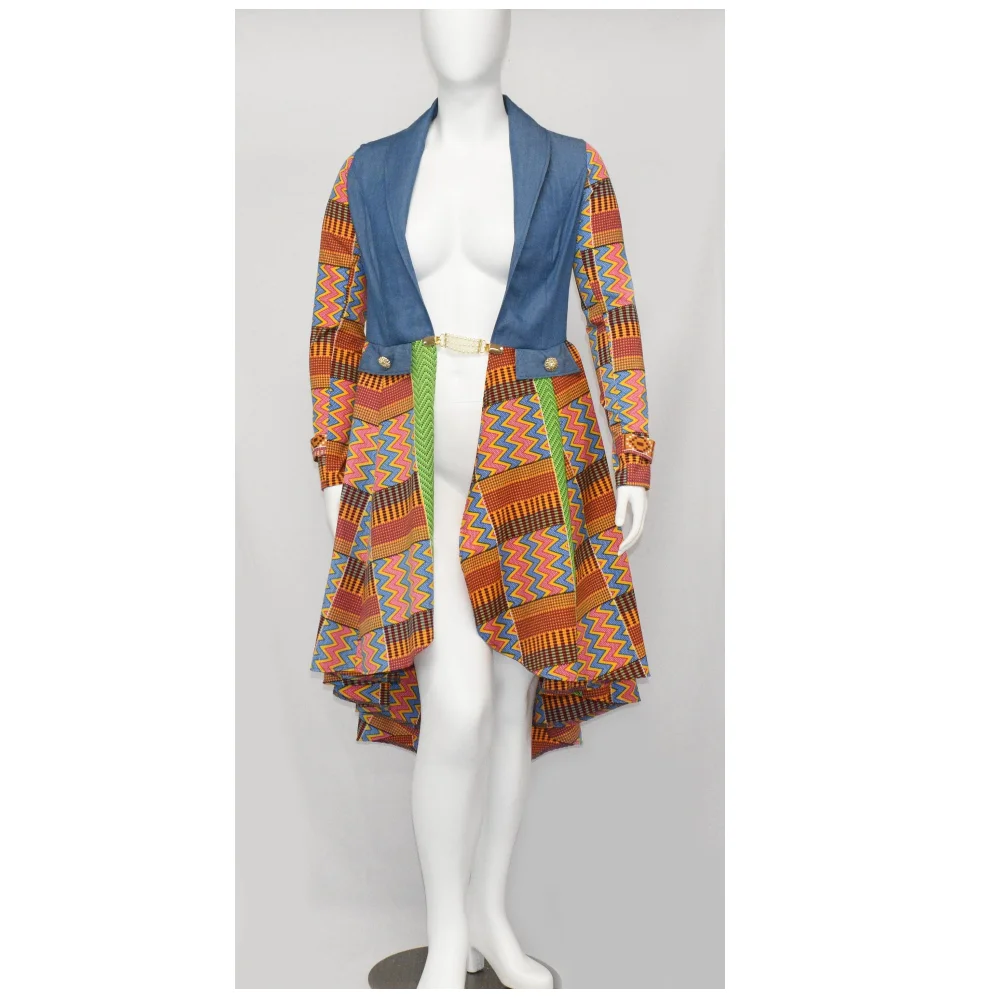 
Trendy African Denim Dutch Wax Printed Hollandaise Kente Fabric Suite All Sizes 