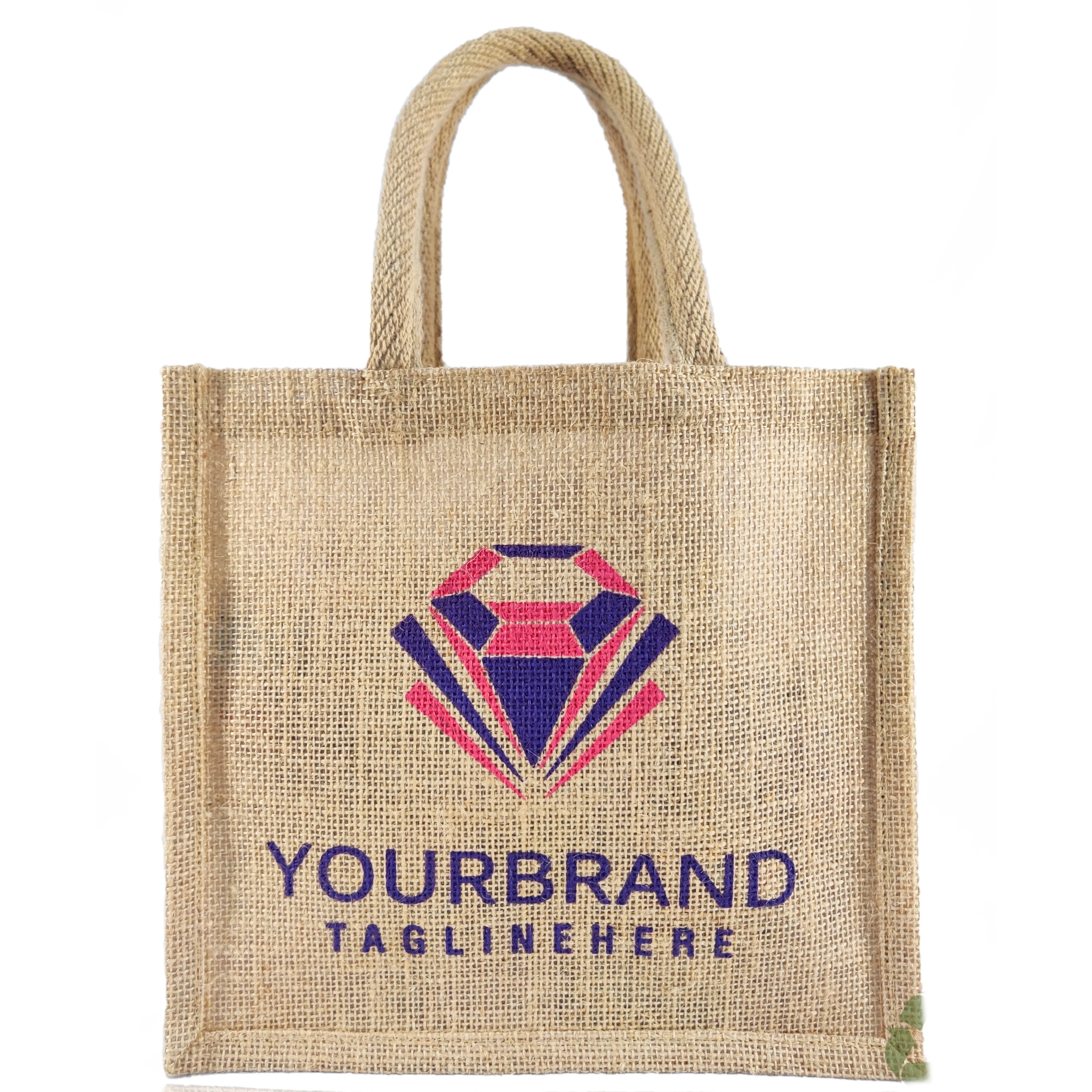 Custom Brand Logo Printed Jute Promotional Bag / Small Size Jute Bag Available At Low Price