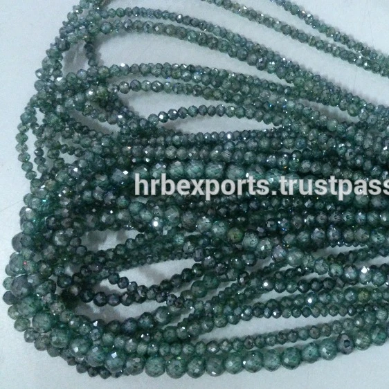 Blue Fancy Color Moissanite Diamond Beads Strand Necklace and Bracelet for Jewelry Cheapest Price Low Budget Diamond Jewelry