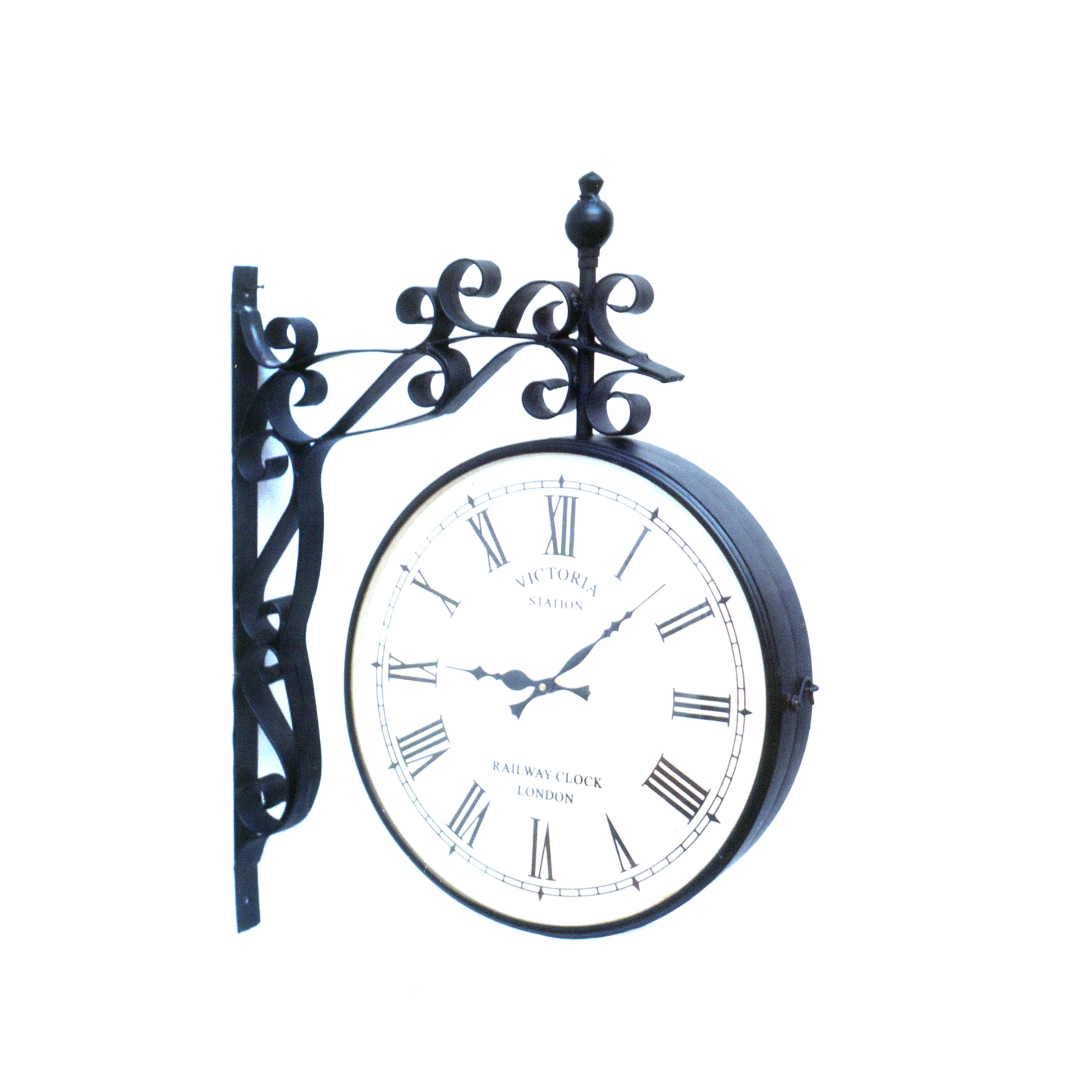 Vintage Collectible Rail Station anchor wall clock with Black color and Flower anchor Design wall clock for Decor
