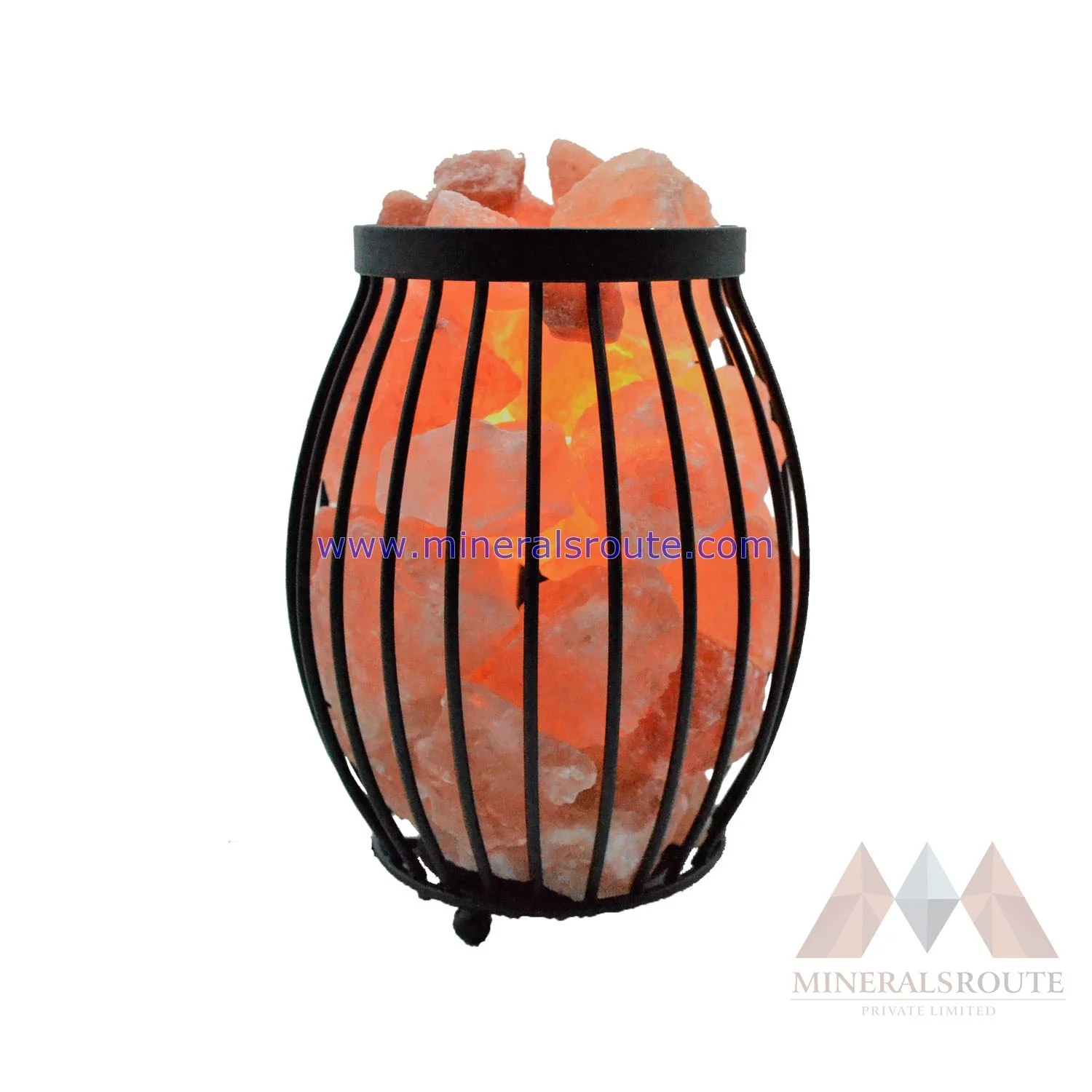 Himalayan Rock Salt Crafts Basket Wrought Iron Lamp with PK MRPL Purifies Air Organic Material Glowing Worldwide Chunks Bowl
