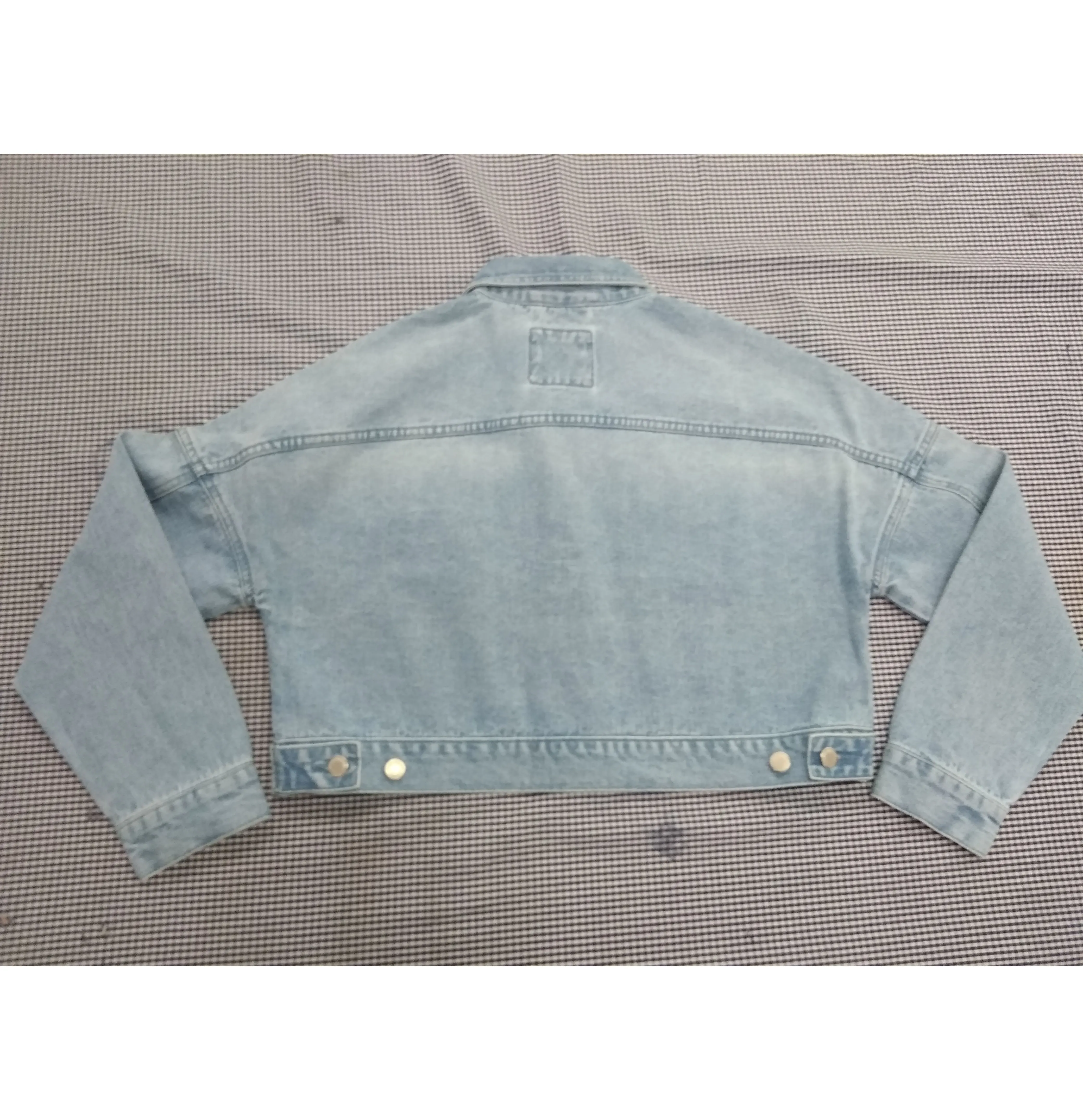 OEM Custom Fashion Short Tops Long Sleeve Denim Coat Vintage Lady Women  Denim Jacket