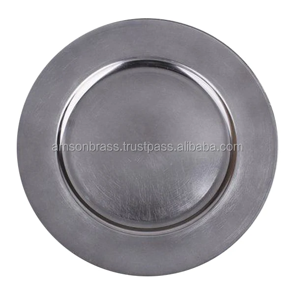 Premium Quality Metal Charger Plate Tabletop Charger Plate Dark Pewter Plating Iron Metal Charger Plate At Reasonable Price