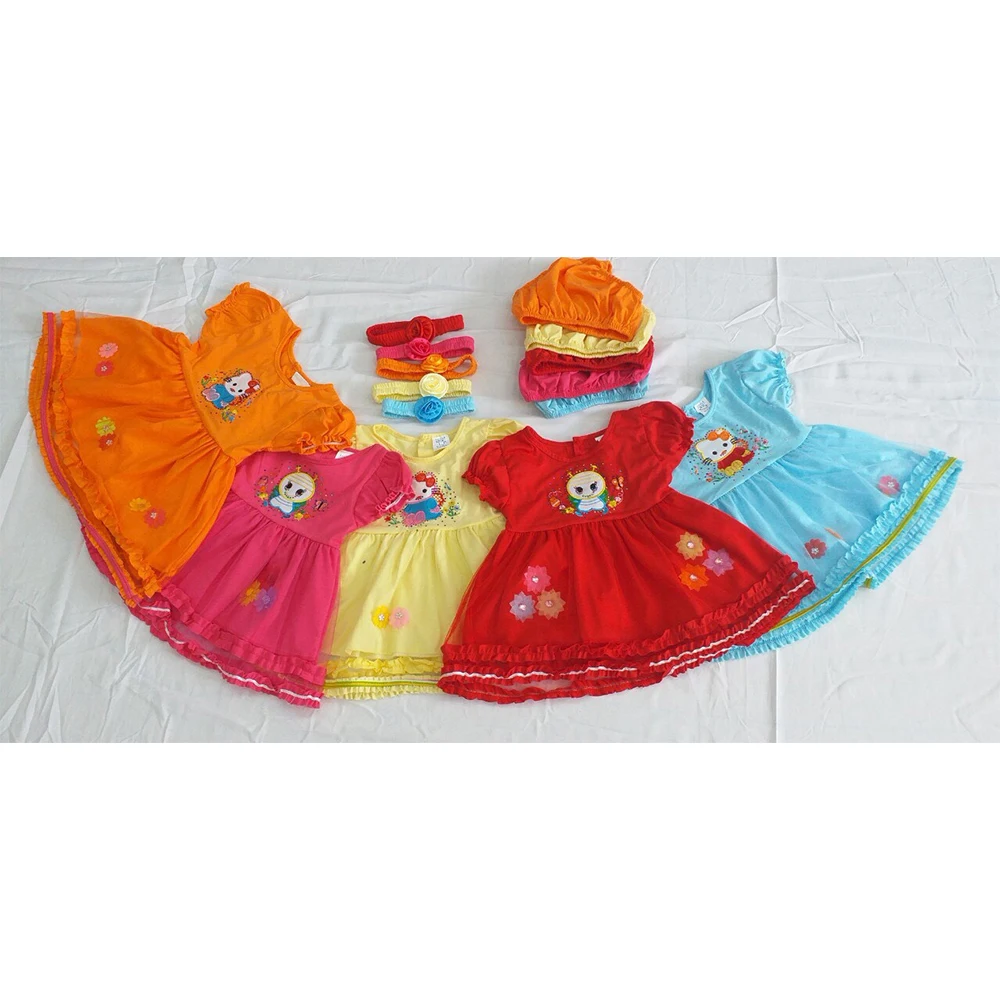 Summer Boutique Clothing Floral Print Baby Girl Cotton Customized Dresses for Girls