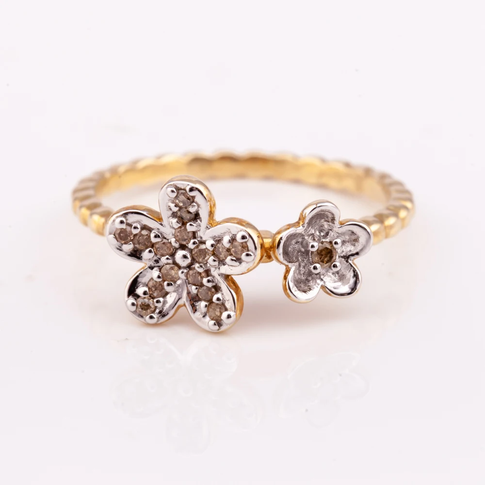 Premium Grade Silver 925 Diamond Ring with Cute Flower Pattern for Engagement Wedding Gift Factory Price Product from Thailand