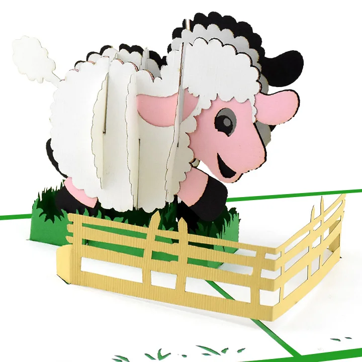 3D Pop up cards Sheep Vietnam Handmade Lasercut Cheap Price Design ArT Wholesale