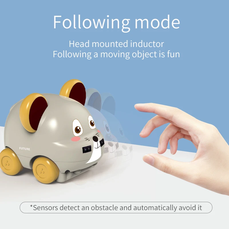
3301A educational toys 1:32 cute cartoon mouse tracking car STEM toys with 2-way induction system, lights & sound 