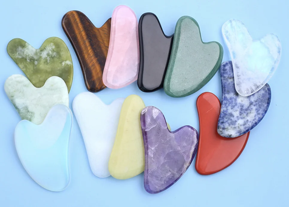 Skin Care Tools Custom 100% natural Crystal Jade Facial Rosy Quartz Roller Gua Sha Stone