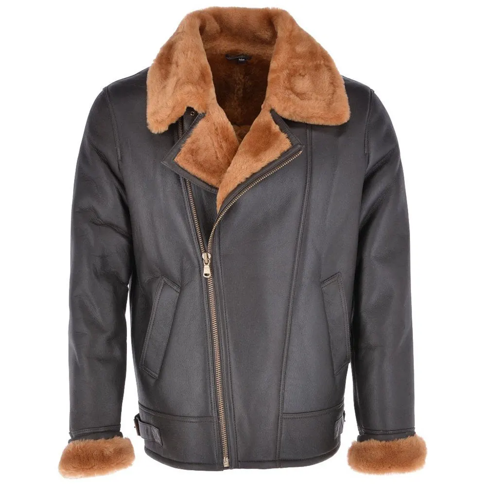 Мужская зимняя куртка F2 из коричневой кожи с меховой овчиной/куртка из натуральной кожи с мехом овчины/Новейшая Стильная мужская куртка