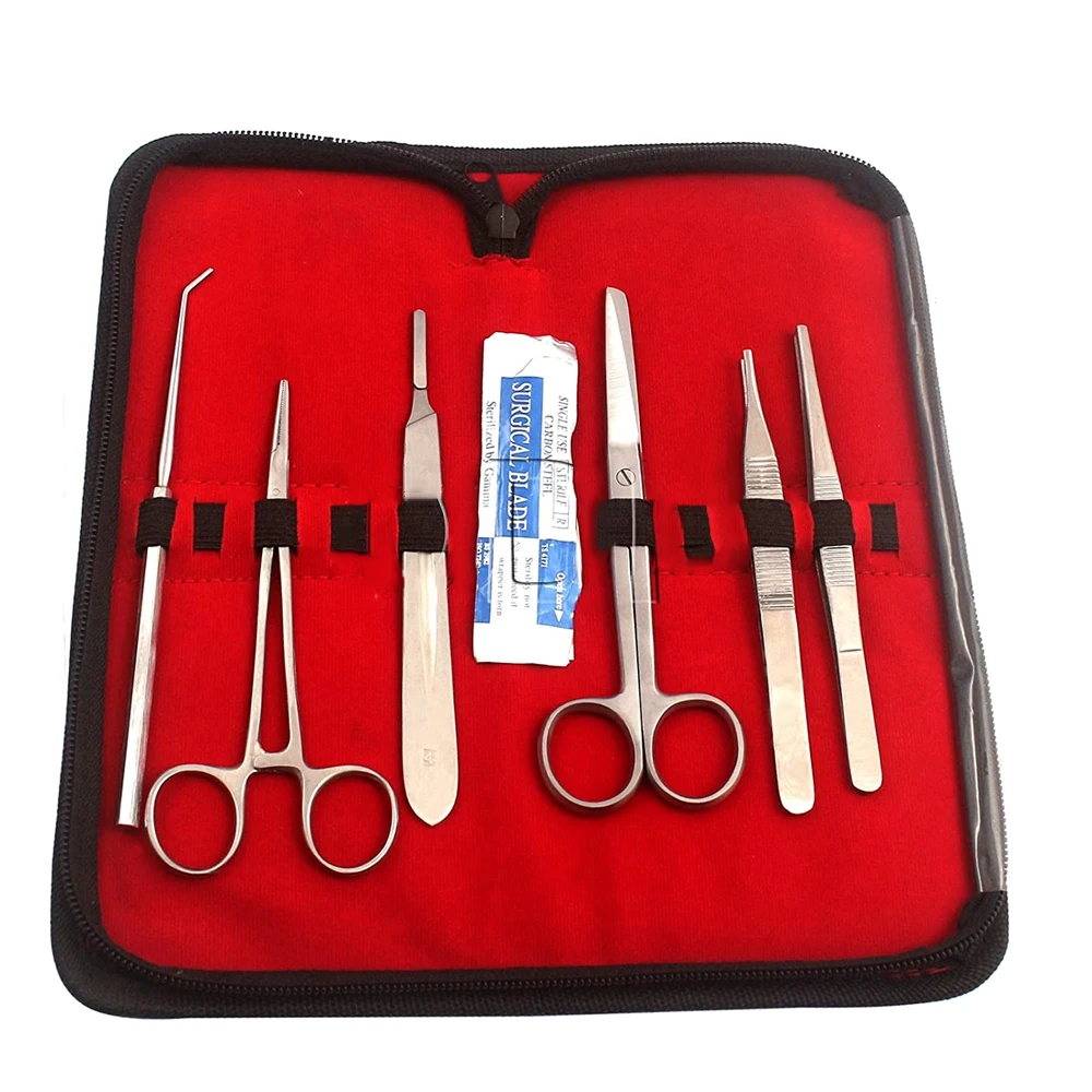 Medical Students Anatomy Biology Dissection Kit With Case Stainless Steel Made Scalpel / Blade Scissor Dissecting Kit