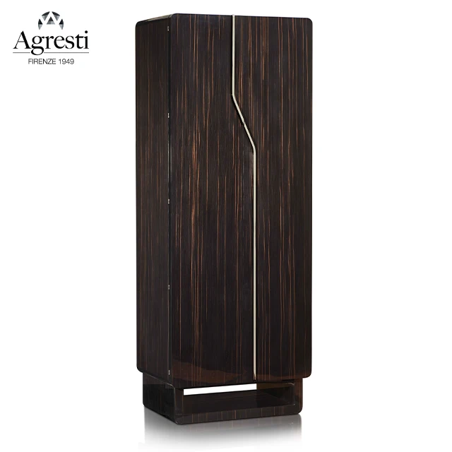Armored jewelry armoire in polished ebony, ruthenium accessories.  Biometric opening device