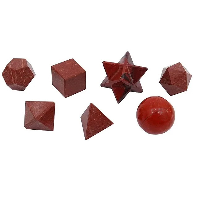Platonic Solids 7-piece Red Jasper healing crystal sacred geometry set/Wholesaler Of Geometry Set/Chakra Stone