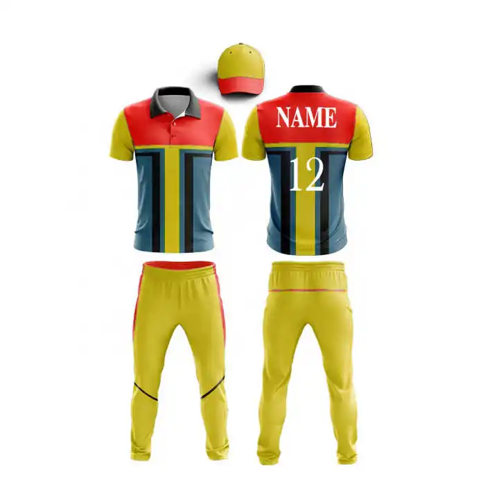 Comfortable Cricket Uniform Trouser & Jersey With Light Weight Comfortable Print Brand Logo Design & Number Team Name