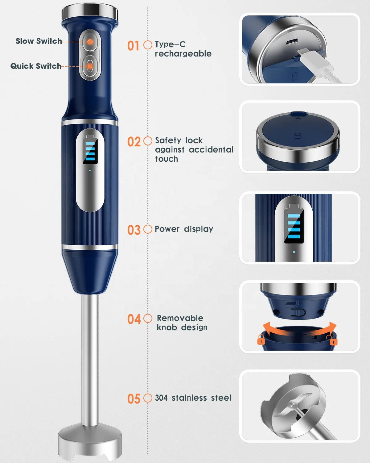 Manufacturer Direct Battery Operated 200W Multi Purpose Portable Hand Blender 12v DC Blender Blender Electric Mixer