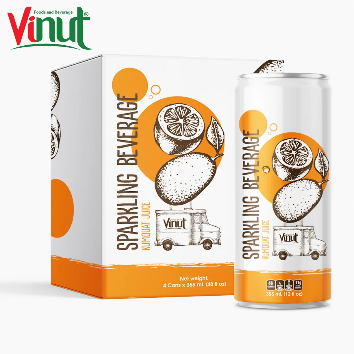 12 жидкостей, сияющая вода, винут, 4 банки, фабрики по производству соков Kumquat, низкий уровень сахара, низкий уровень сахара, OEM, частная этикетка, бесплатный образец продуктов