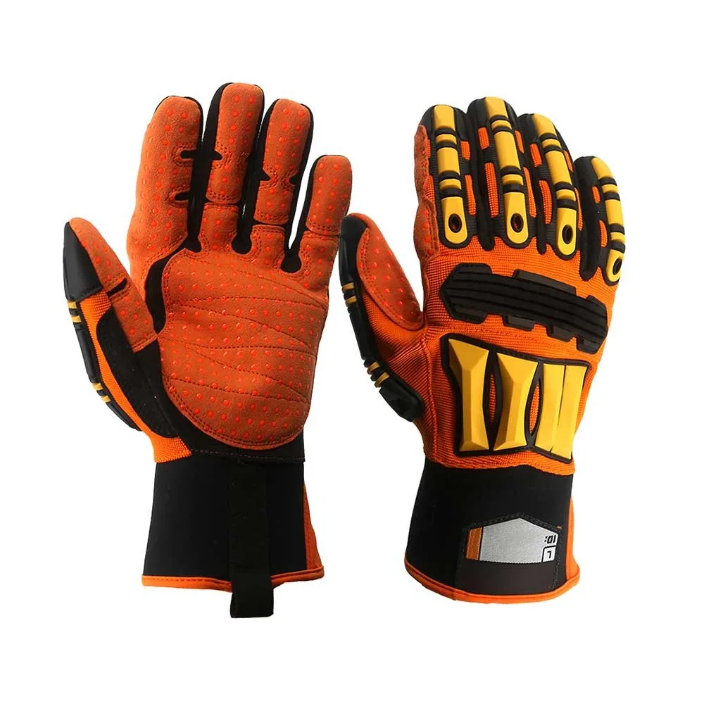 Custom Anti Slip Cut Resistant Anti-vibration TPR Leather Mechanic Safety Work Impact Gloves