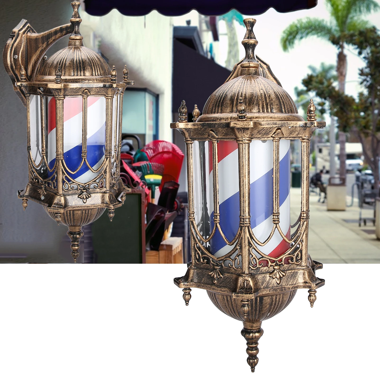 Парикмахерский водонепроницаемый Вращающийся светодиодный светильник парикмахерский светильник полосатый стержень Красный Белый аксессуары для парикмахерских