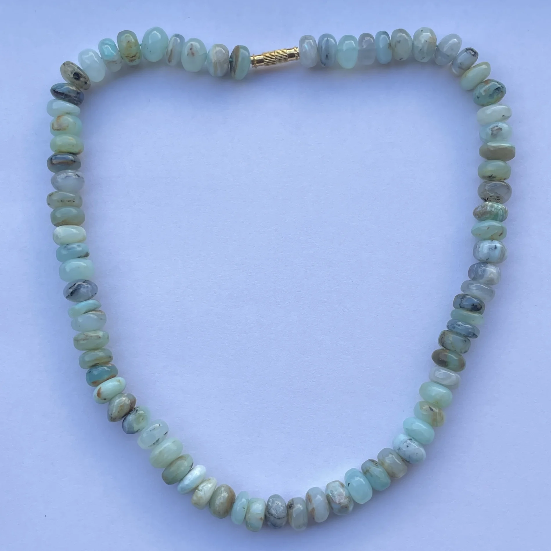 Natural Peruvian Opal Stone Smooth Rondelle Gemstone Beaded Necklace Jewelry from Supplier at Wholesale Price Regular Buy Now