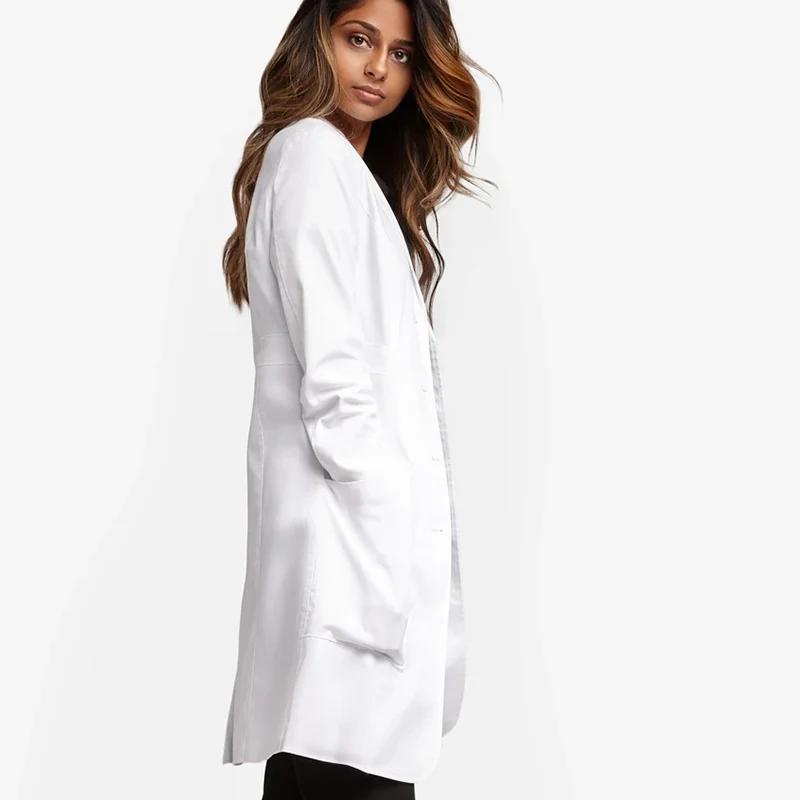 New Designs 3 Pockets Medical Nurse Scrub Uniforms for Hospital Staff Top Clothing Black Print Cotton