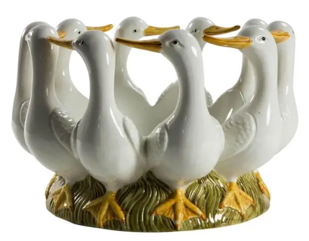 Customized hot sale new arrival luxury home decorative duck shaped ceramic fruit vase