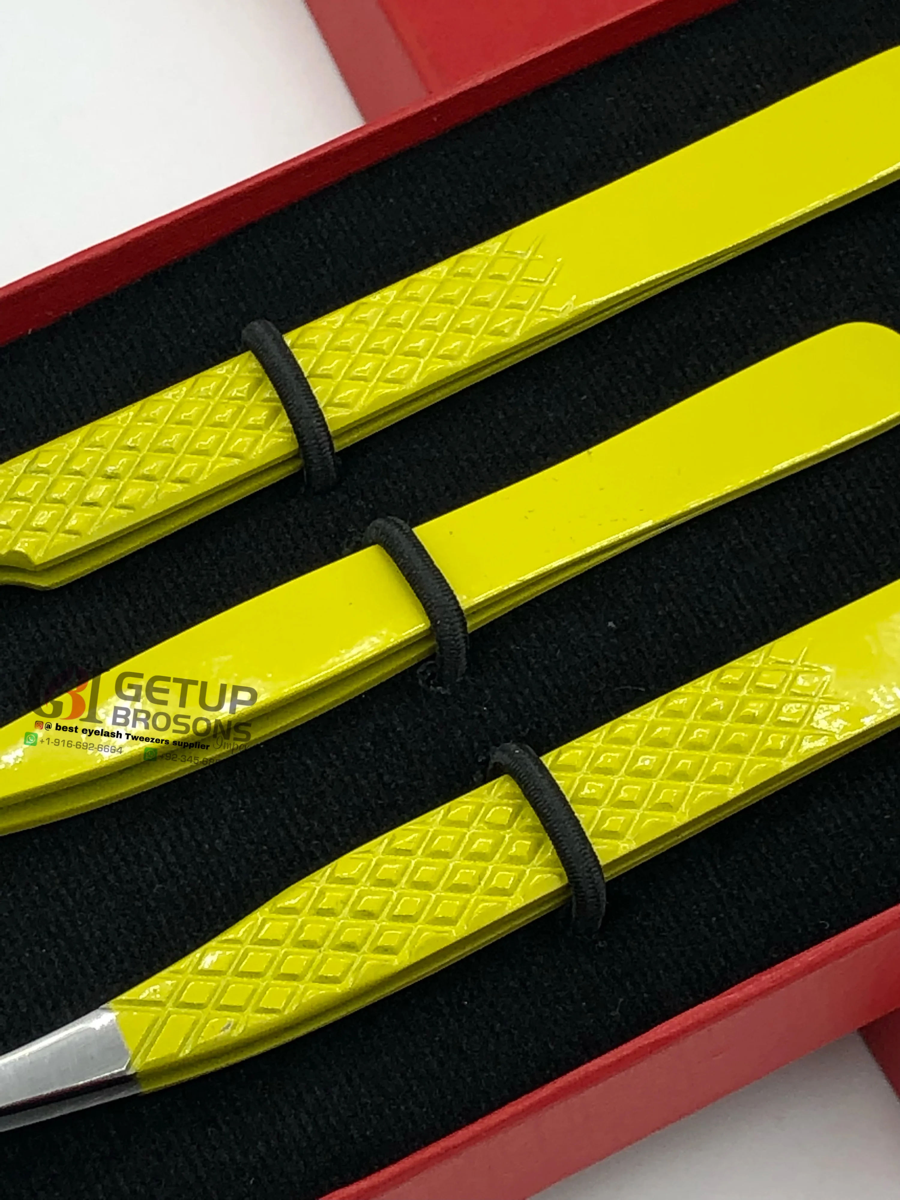 Best Boot Volume With Eyebrow Tweezer Yellow Powder Coating Double Curved Eyelash Extension Tweezers Stainless Steel Beauty Tool